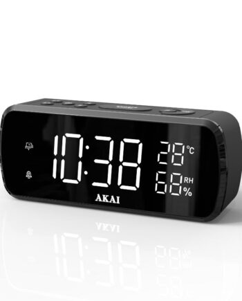 Akai ACR-1080 Ψηφιακό ρολόι-ξυπνητήρι με ραδιόφωνο FM, USB για φόρτιση, ένδειξη θερμοκρασίας-υγρασίας και διπλή αφύπνιση